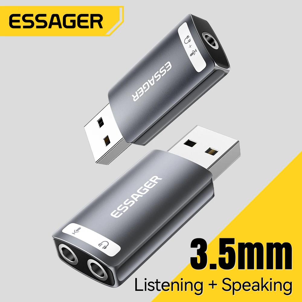 Essager ܺ USB  ī-3.5mm ũ   ׷   ũ  Ʈ  Ŀ ̽